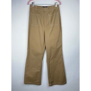 Mossman All Eyes On You Pant Tan Khaki High Rise Flare Wide Leg Office Neutral